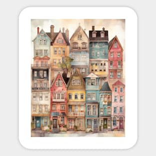 Watercolor houses I Sticker